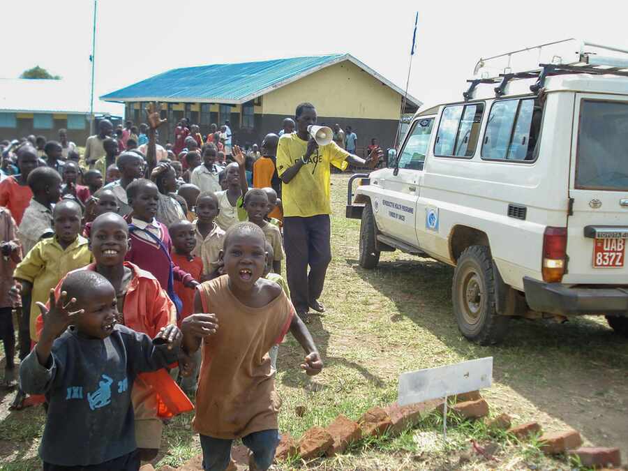 Children participating in a CIMIC community event.