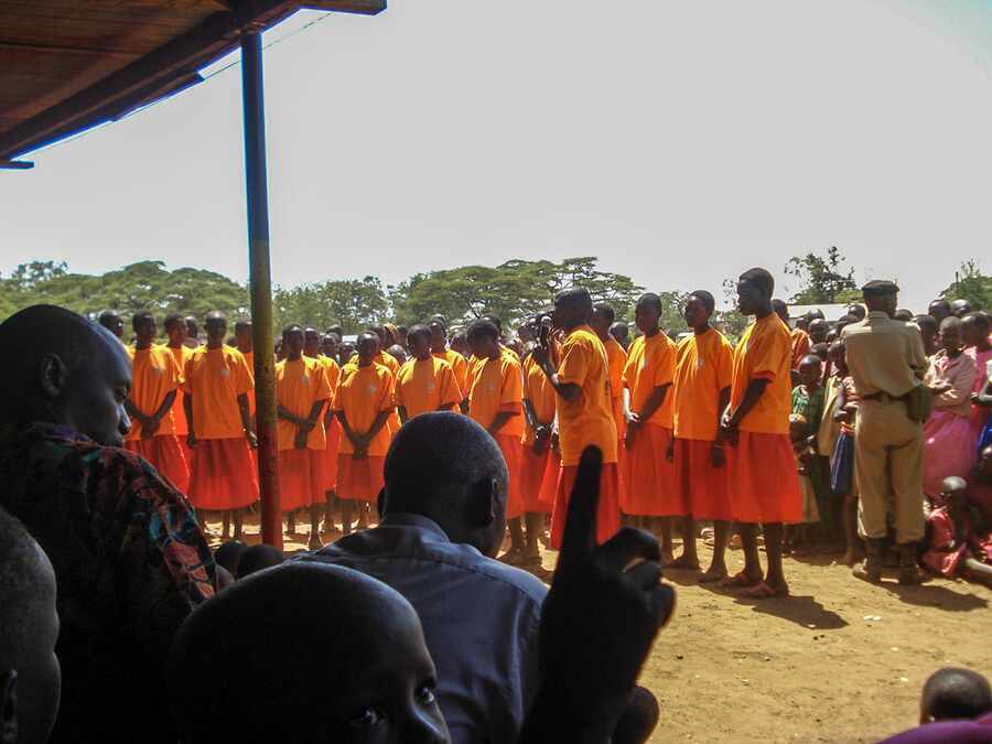 Young people assembled for a programme activity.