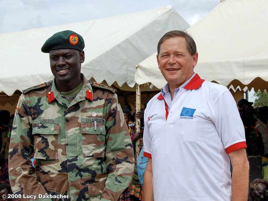 Civil and military partners demonstrating cooperation for peace in Karamoja