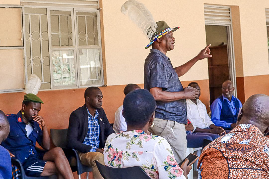 Hon. David Bwangamoe Pulkol speaking during a community dialogue in Moroto